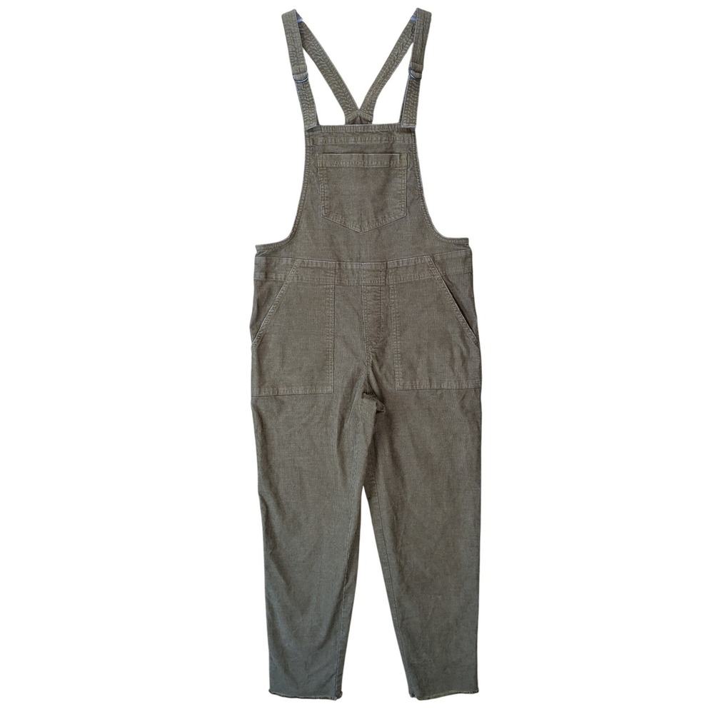 Aerie Women's Boho Corduroy Bib Overalls Size XS Brown Straight Leg Raw Hem